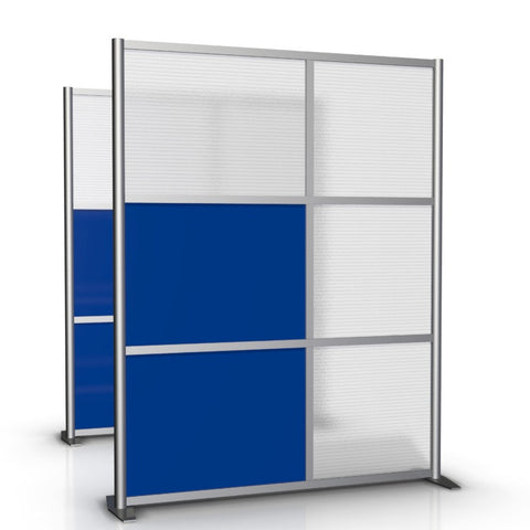 Office Partition 60" wide by 75" tall with  Blue & Translucent Panels