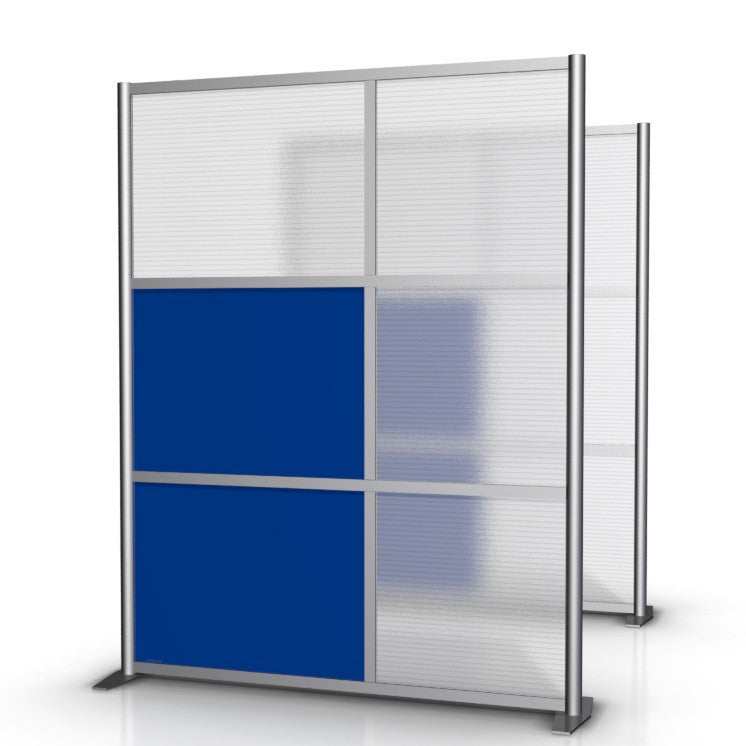 Office Partition 60" wide by 75" tall with  Blue & Translucent Panels