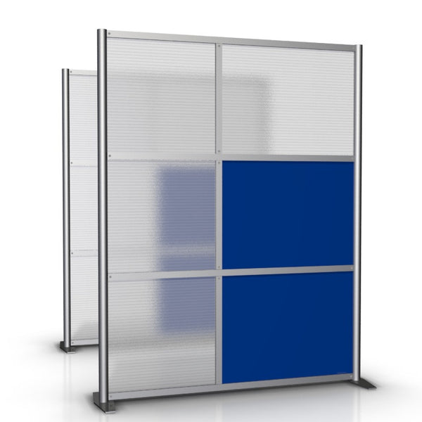 Office Partition 60" wide by 75" tall with  Blue & Translucent Panels