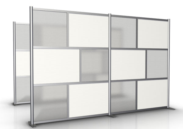 118" wide by 75" high Room Partition, White & Translucent Panels