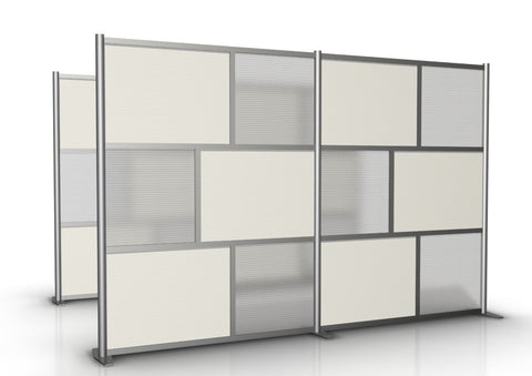 118" wide by 75" high Room Partition, White & Translucent Panels