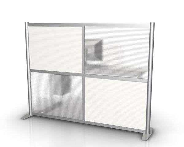 60" long by 51" tall modern office partition white & translucent panels
