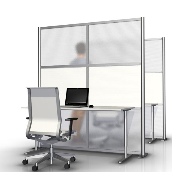 68" wide by 75" tall Modern Office Partition White & Translucent Panels
