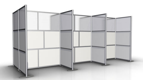 6 Workstations Office Partitions Configuration White & Translucent