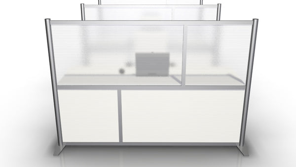75" wide x 51" high Office Partition Desk Divider, White & Translucent Panels