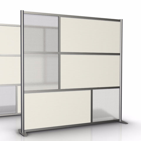 75" wide x 75" high Office Room Divider, White & Translucent