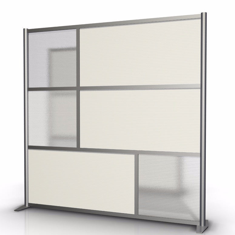 75" wide x 75" high Office Room Divider, White & Translucent