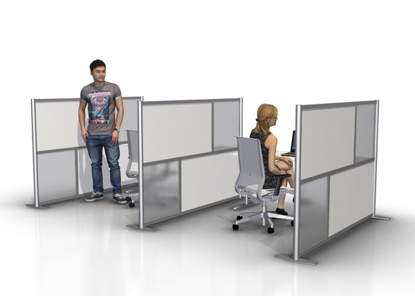 75" length x 51" high Modern Office Partition, White & Translucent Panels, Model #SW7551-2