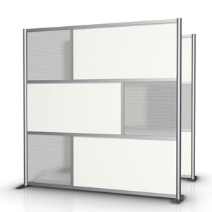 75" wide by 75" tall Office Partition with White & Translucent Panels, Modular Room Partition System to divide offices, desks, healthcare facilities, to divide rooms. Room dividers for offices, office cubicles, partition walls