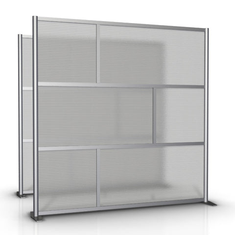 75" wide by 75" tall Office Room Partition with Translucent Panels. Modular Room Partition System to divide offices, desks, healthcare facilities, to divide rooms. Room dividers for offices, office cubicles, room partition walls.