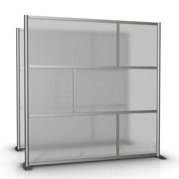 75" wide by 75" tall Office Room Partition with Translucent Panels. Modular Room Partition System to divide offices, desks, healthcare facilities, to divide rooms. Room dividers for offices, office cubicles, partition walls