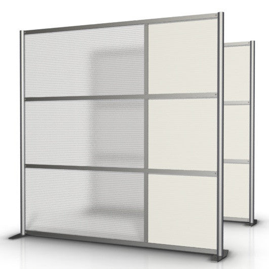 75" wide by 75" tall Office Room Partition with White & Translucent Panels