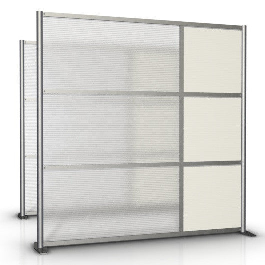 75" wide by 75" tall Office Partition with White & Translucent Panels