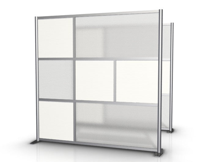 75" wide by 75" tall Modern Office Partition with White & Translucent Panels
