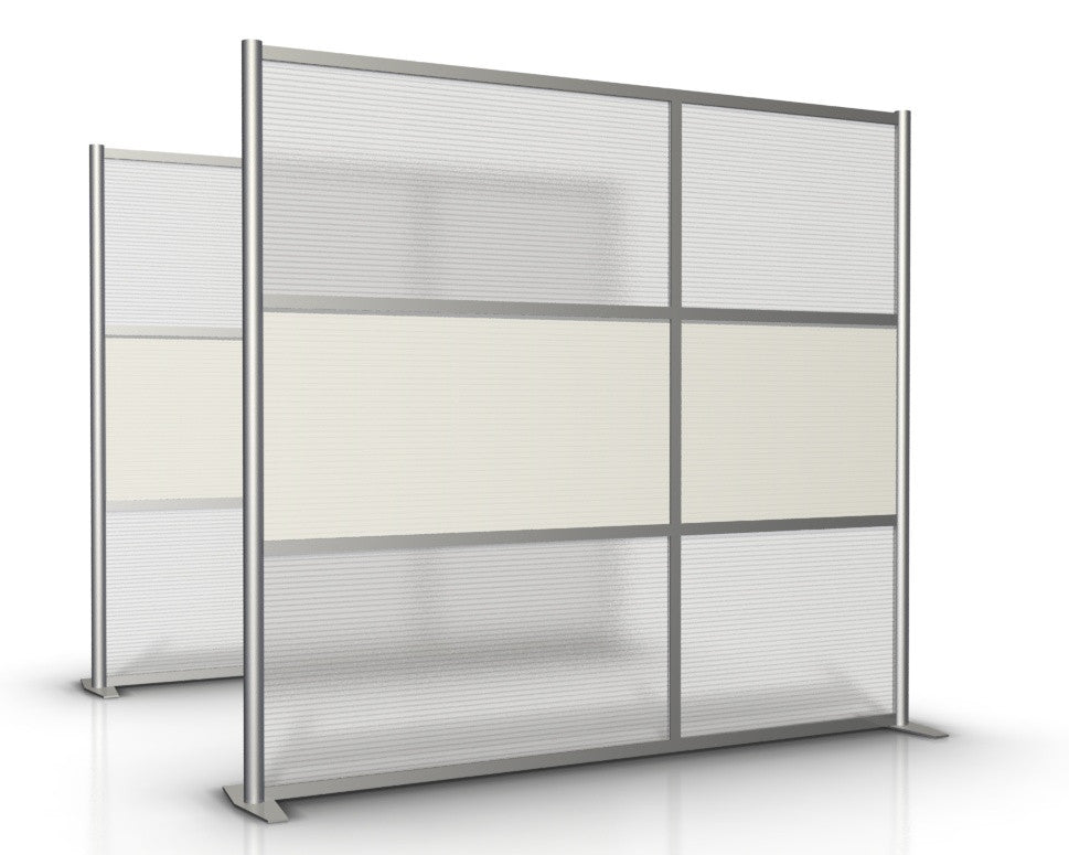 84" wide x 75" high Room Partition Model SW8475-1, White & Translucent Panels