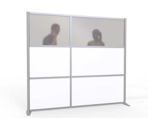  84" wide x 75" height Freestanding room partition to divide medical and office spaces and as a patient privacy screen divider. A modular Medical Partition System for use in Hospitals & Healthcare Facilities, Orthodontics,  Orthodontist, Dental treatment rooms, doctor exam room privacy screen divider and portable room divider partition wall.