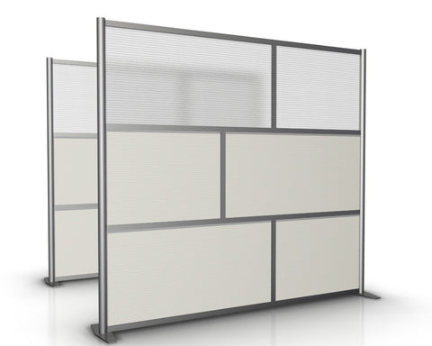 84" wide x 75" high Room Partition Model SW8475-2, White & Translucent Panels