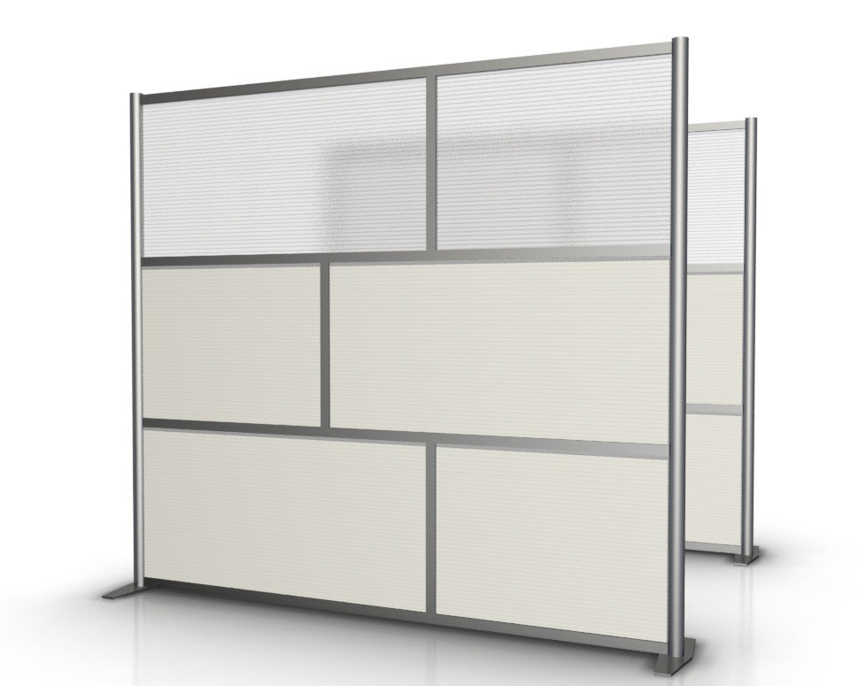 84" wide x 75" high Room Partition Model SW8475-2, White & Translucent Panels