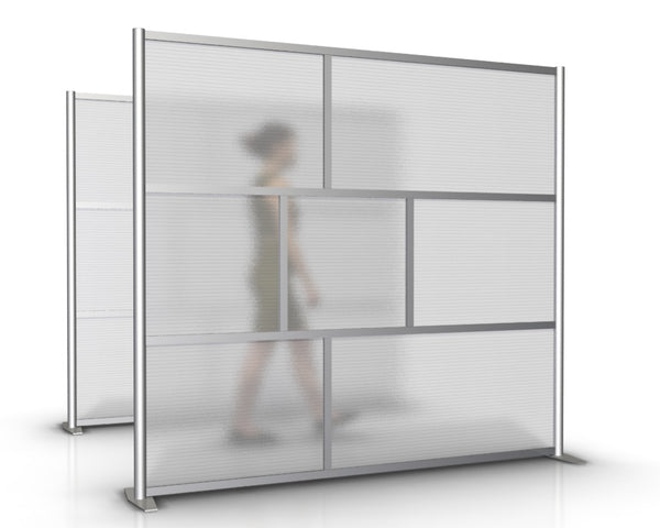 84" wide by 75" tall modern room partition office divider with Translucent panels