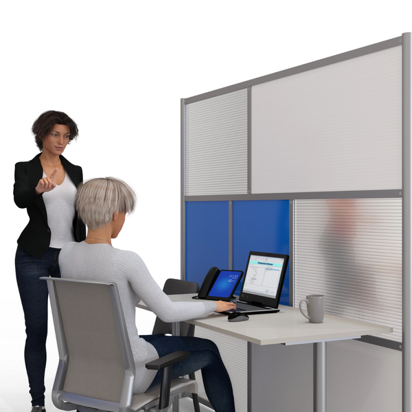 Modular Cubicle Partition 84" wide by 75" high SW8475-4 with Blue, White & Translucent Panels