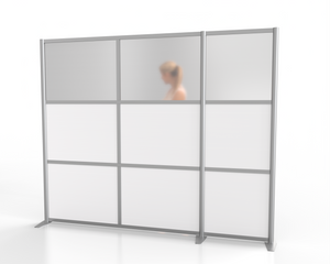 92" wide x 75" high Office Room Partition, White & Translucent SW9275-1A
