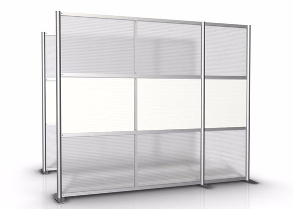 92" wide by 75" tall Office partition with White & Translucent panels