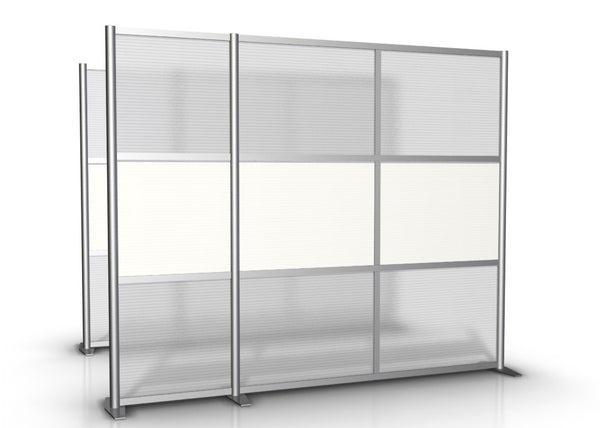 92" wide by 75" tall cubilce partition with White & Translucent panels