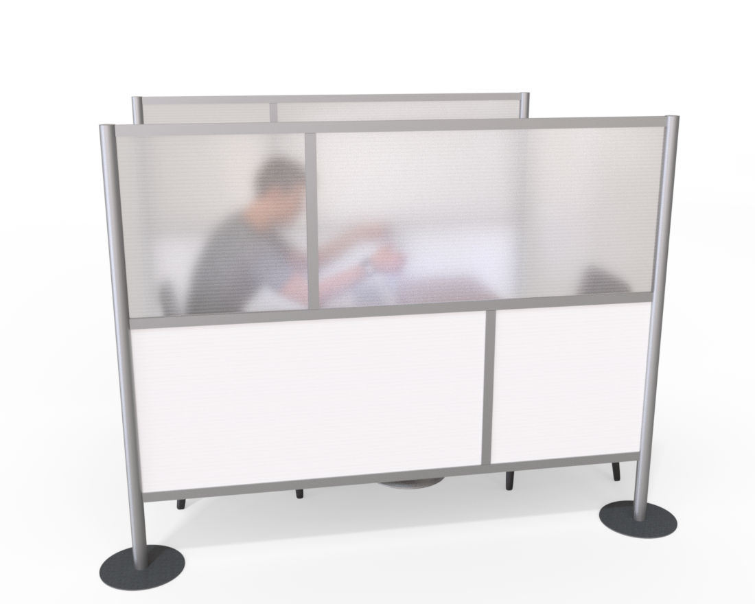 Room Divider Partition, White & Translucent -  75" wide x 60" high