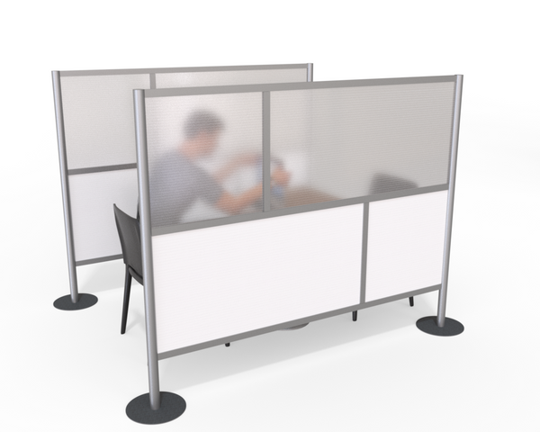 Room Divider Partition, White & Translucent -  75" wide x 60" high