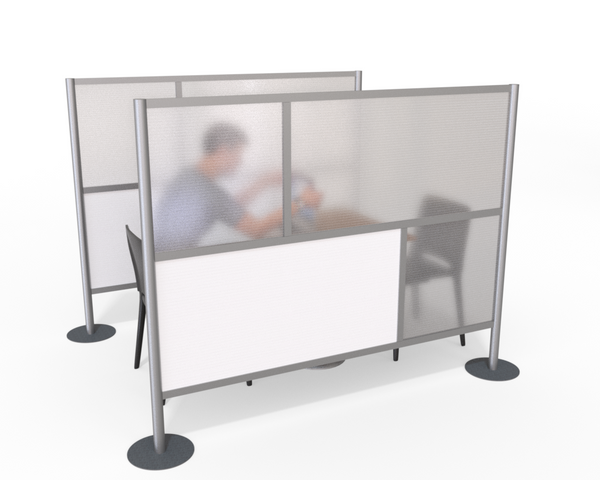 Modern Modular Office Partition 75" wide x 60" height White & Translucent Panels