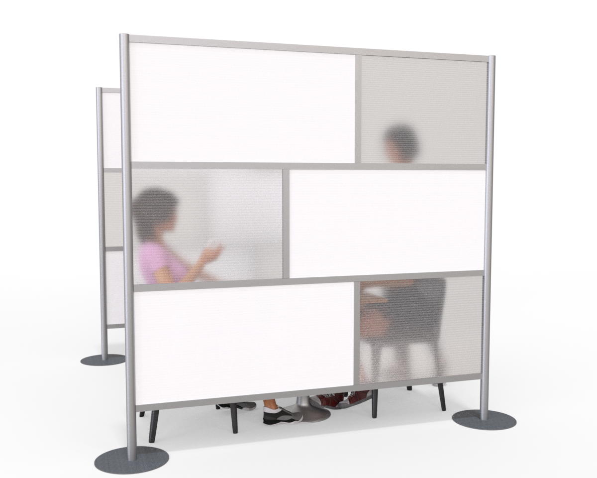 Modern Modular Office Partition 84" wide x 84" height White & Translucent Panels