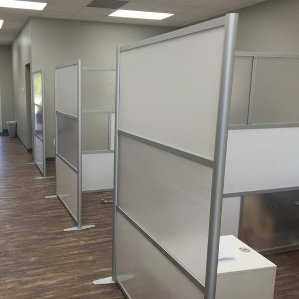 51" wide x 75" high Office Room Divider, White & Translucent Panels