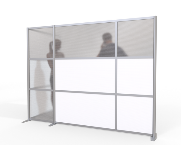 100"L x 51"W x 75" high -  L-Shaped Office Partition, White & Translucent Panels