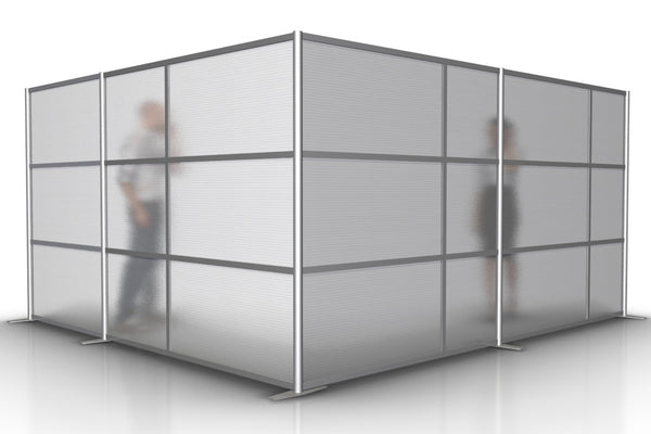 L-Shaped Office Room Partition - 148" x 133" x 75" High with Translucent Panels