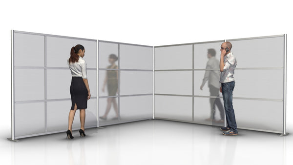 L-Shaped Office Room Partition - 148" x 133" x 75" High with Translucent Panels