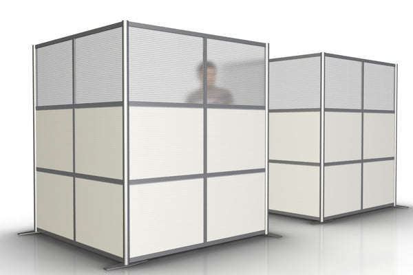 68"L x 68"W x 75" high -  L-Shaped Office Partition, Translucent & White Panels