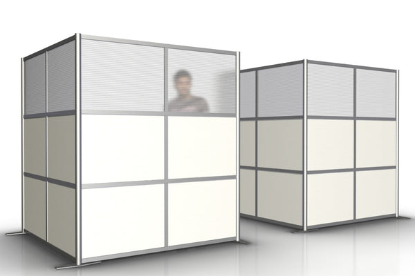 68"L x 68"W x 75" high -  L-Shaped Office Partition, Translucent & White Panels