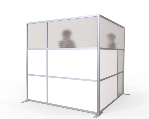 75"L x 75"W x 75" high - L-Shaped Office Partition, White & Translucent Panels