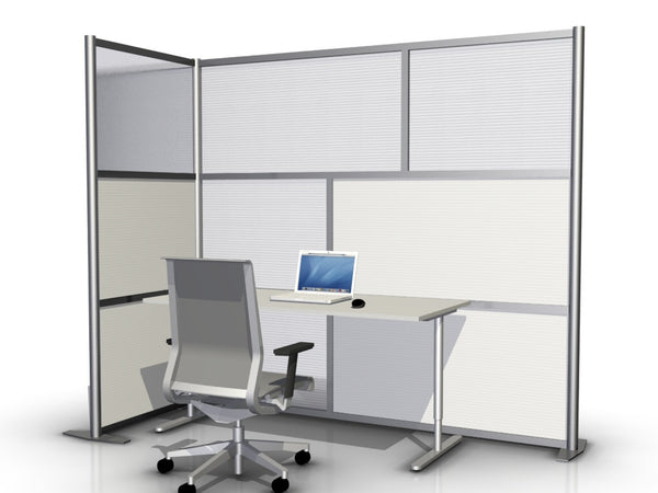 84"L x 35"W x 75" high - L-Shaped Office Room Divider, Translucent & White  L-SW8475-3575