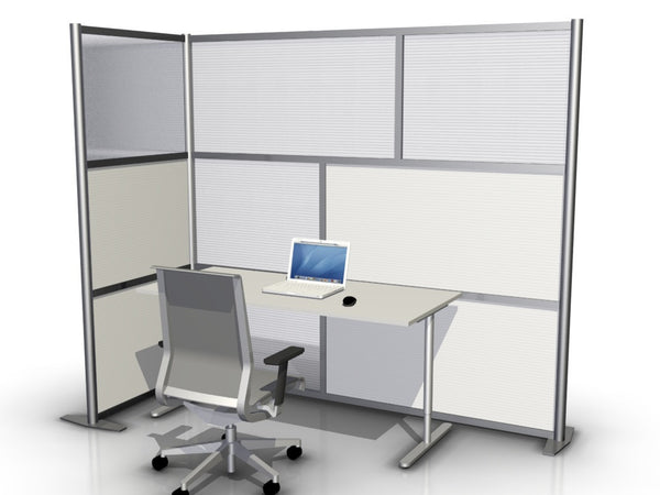 84"L x 35"W x 75" high - L-Shaped Office Room Divider, Translucent & White  L-SW8475-3575