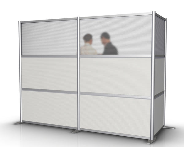 L-Shaped Room Partition - 100" x 35" x 75" High, White & Translucent