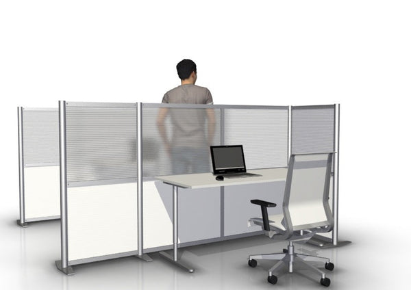 92"L x 27"W x 51" high, L-Shaped Office Partition, Translucent & White