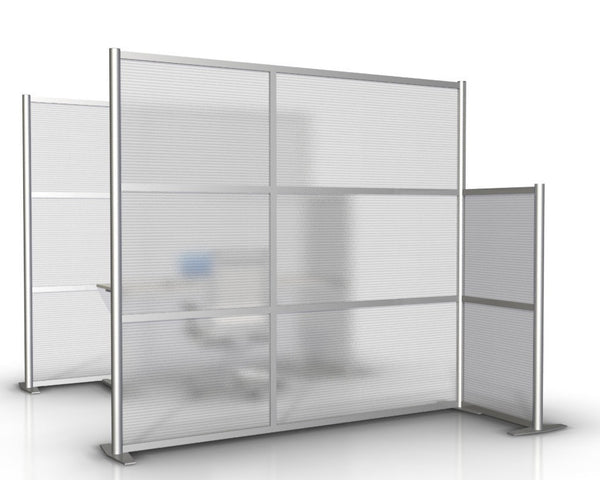 L-Shaped Office Partition, 75" x 27" x 75" & 51" high with translucent panels