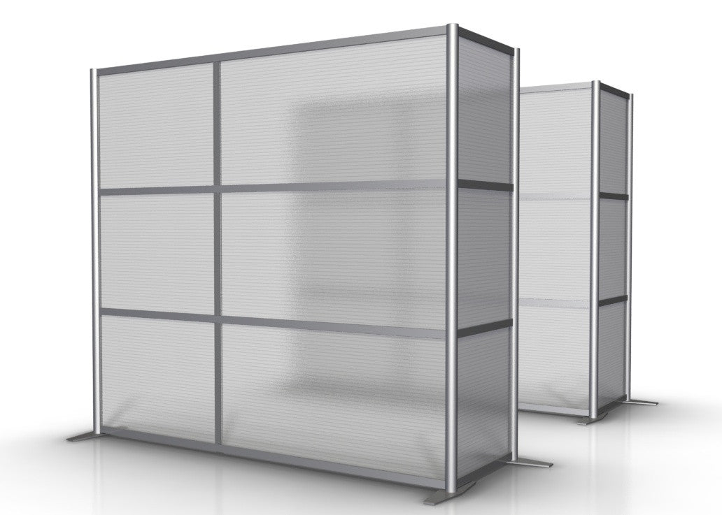 L-Shaped Office Partition, 75" x 27" x 75" high with Translucent Panels
