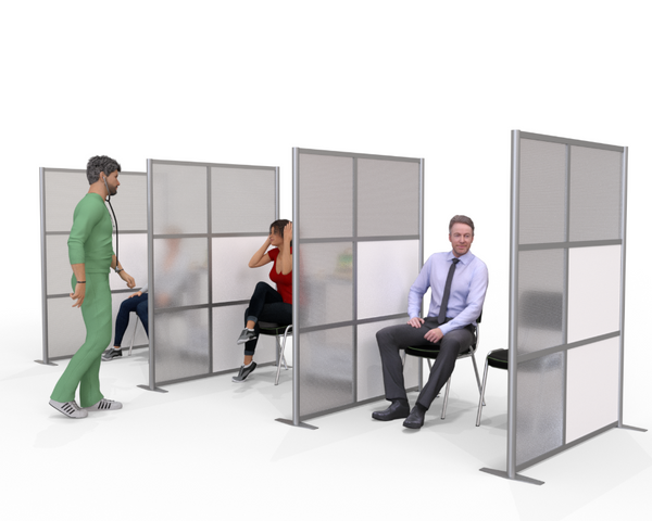 60" wide by 75" high Office Partition Desk Divider, White and Translucent Panels