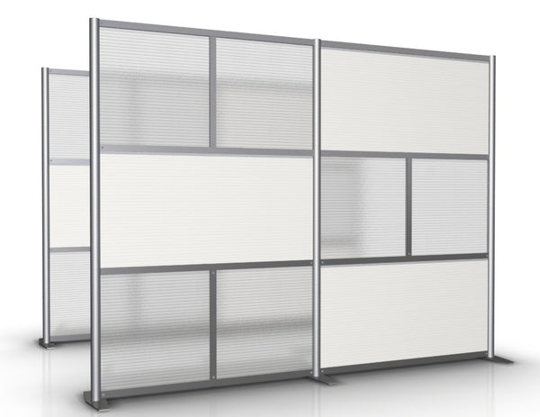 100" wide by 75" tall Modern Office Partition White & Translucent.Modular Room Partition System to divide offices, desks, healthcare facilities, to divide rooms. Room dividers for offices, office cubicles, partition walls. 