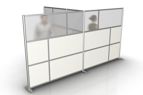 148"L x 92"W x 75" high, T-Shaped Office Partition, Translucent & White