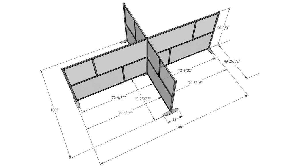 Partition Depth T-Shaped Office Desk Divider 148
