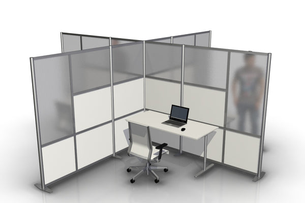 T-Shaped Office Desk Divider Partition for 4 workstations 